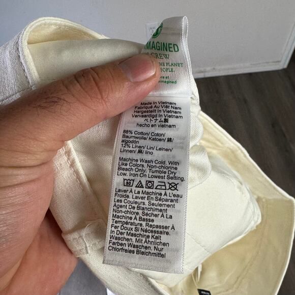 J.Crew Lasso Barrel Leg Pants Womens 28 White Cotton-Linen Blend Tapered CK354 - Picture 6 of 8